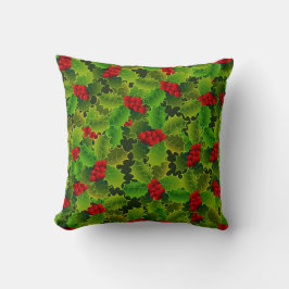 Cojín Decorativo Acebo verde con bayas rojas