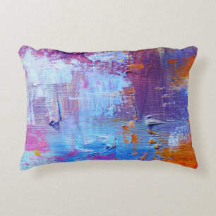 Cojín Decorativo Aceite abstracto: fondo de textura de lienzo