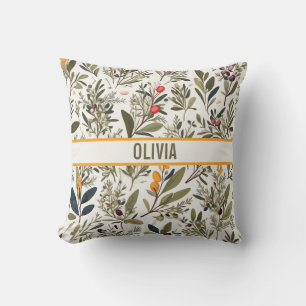 Cojín Decorativo Aceite de oliva botánico y hierbas minimalista ele