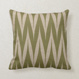 Cojín Decorativo Aceituna tribal del modelo de zigzag en la mirada
