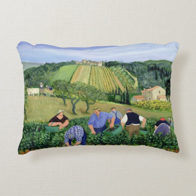 Cojín Decorativo Aceitunas y girasoles del viñedo (Anverso)