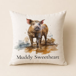 Cojín Decorativo Acento de cabaña de granja de cerdo personalizado
