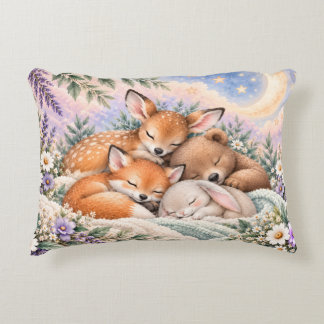 Cojín Decorativo Acento de guardería de acuarela de animales del bo