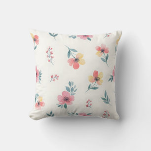 Cojín Decorativo Acento de jardín florecido rosa y amarillo elegant