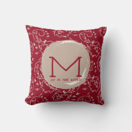 Cojín Decorativo Acento de monograma de rollo floral rojo intenso