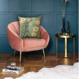 Cojín Decorativo Acento de pavo real de estilo Art Nouveau eterno