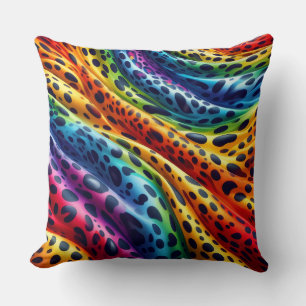 Cojín Decorativo Acentos Femeninos   Estampado de Leopardo Arcoíris