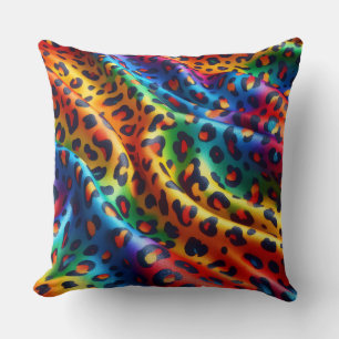 Cojín Decorativo Acentos Femeninos   Estampado de Leopardo Arcoíris