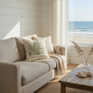 Cojín Decorativo Acetabularia Seaweed dibujado mano