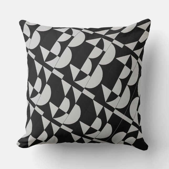 Cojín Decorativo Achempong Zazzle: Geometric Black White Modern Art (Anverso)