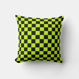 Cojín Decorativo Acid green black checkerboard pattern