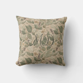 Cojín Decorativo Acogedor Cottagecore Floral Botánico Verde Salvia