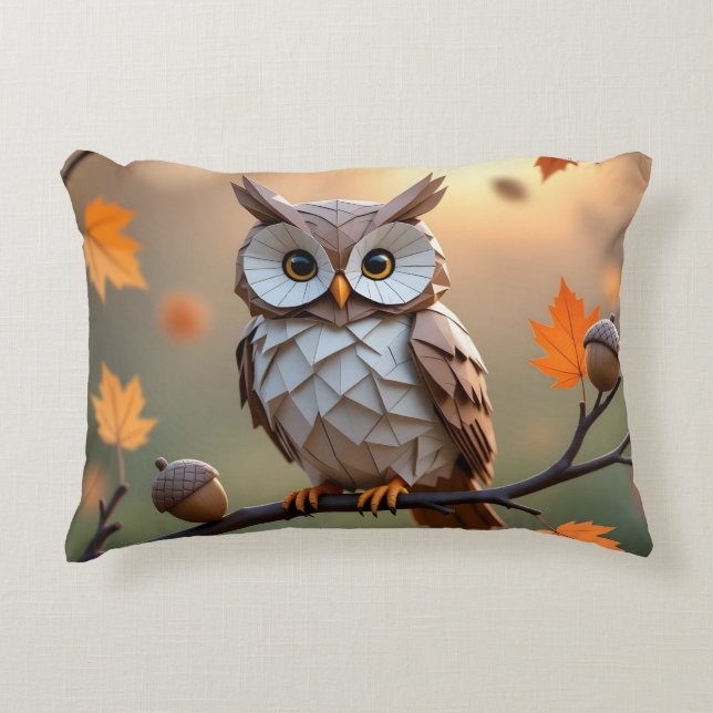 Cojín decorativo acogedor de Otoño Origami Owl (Anverso)