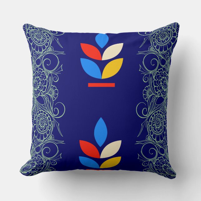 Cojín decorativo acogedor de temática azul (Anverso)