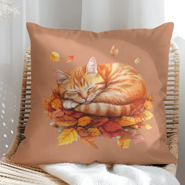 Cojín Decorativo Acogedor Ginger Sleeping Gato Terracotta Pillow