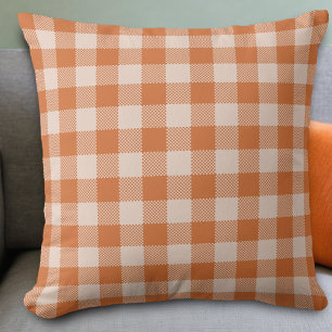 Cojín Decorativo Acogedor Naranja Gingham otoño
