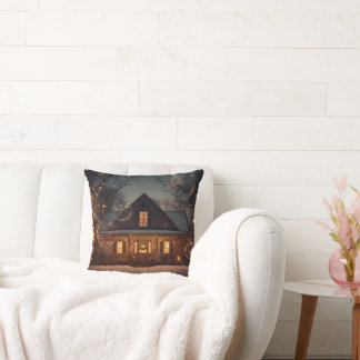 Cojín Decorativo Acogedora casa de invierno de maravillas con burbu