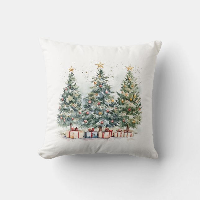 Cojín Decorativo Acogedores árboles navideños decorativos (Anverso)