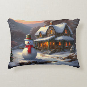 Cojín Decorativo Acogedores Navidades Cottage y Snowman Invierno