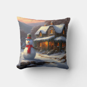 Cojín Decorativo Acogedores Navidades Cottage y Snowman Invierno