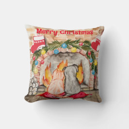 Cojín Decorativo Acogedores Navidades mantel con perro y gato