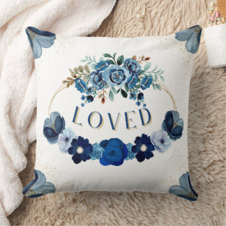 Cojín Decorativo ACOGIDA Elegante Inspiración Azul Floral Oro Wreat