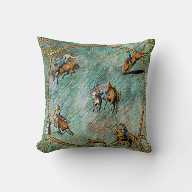 Cojín Decorativo Acontecimientos occidentales del rodeo de la (Anverso)