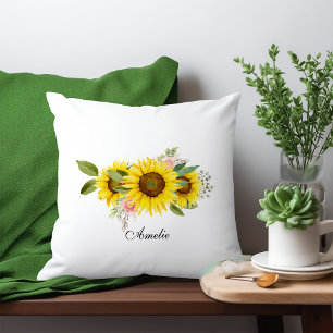Cojín Decorativo Acrílico de girasol floral rosa 