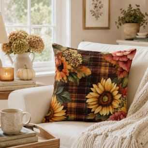 Cojín Decorativo Acrílico de girasoles de otoño y cuadros florales