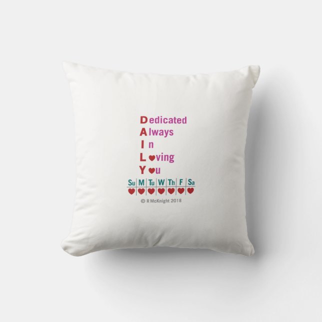 Cojín Decorativo Acrónimo diario Throw Pilow (Anverso)