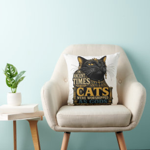Cojín Decorativo Actitud de Gato Negro Antiguo