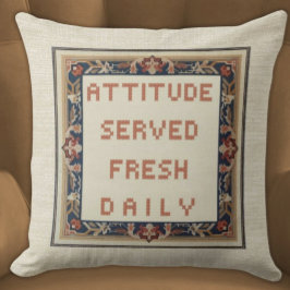 Cojín Decorativo Actitud Servida Fresca Diaria Funny Faux Embroider