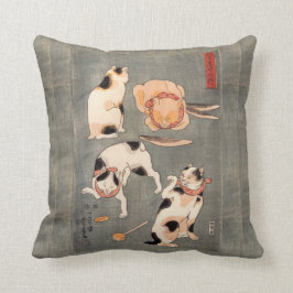 Cojín Decorativo Actitudes japonesas del gato del vintage