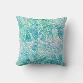Cojín Decorativo acuamarina con espacio geométrico blanco