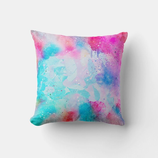 Cojín Decorativo acuarela abstracta de arte de fondo (Anverso)