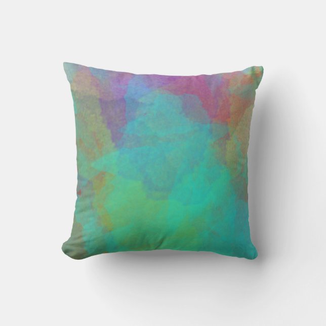 Cojín Decorativo Acuarela Abstracta Multicolor Bohemio (Anverso)