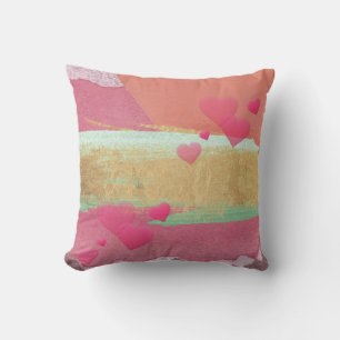 Cojín Decorativo Acuarela abstracta multicolor, Corazones