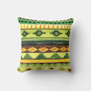 Cojín Decorativo acuarela africana, ilustracion vibrante.