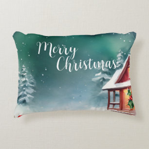 Cojín Decorativo Acuarela alegre salvaje Navidad Pine tree Fiesta d