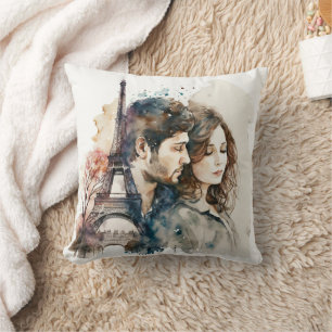 Cojín Decorativo Acuarela Amour en París
