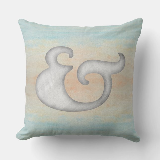 Cojín Decorativo Acuarela #Ampersand #Náutico | Blanco y Océano (Anverso)