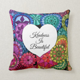 Cojín Decorativo Acuarela Arcoiris Mandala con corazón