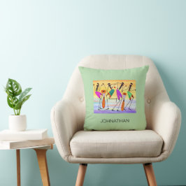 Cojín Decorativo Acuarela, arte africano, expresar felicidad