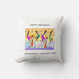 Cojín Decorativo Acuarela, arte africano, expresar felicidad