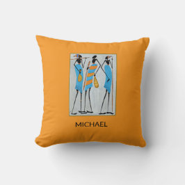 Cojín Decorativo Acuarela, arte africano, guerreros masái