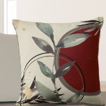 Cojín Decorativo Acuarela artística moderna<br><div class="desc">La elegante almohada de tiro presenta un diseño artístico abstracto en una paleta de color crema y burdeos. Un diseño artístico abstracto presenta una hoja de acuarela y una composición de círculo geométrico con tonos verdes y grises con acentos negros y dorados sobre un fondo de marfil cremoso. Esta composición...</div>