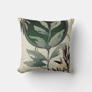 Cojín Decorativo Acuarela Artística Verde Esmeralda