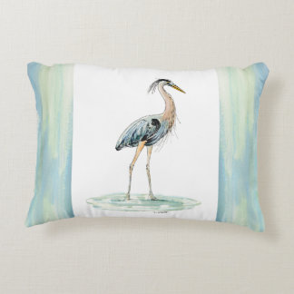 Cojín Decorativo Acuarela azul de la garza
