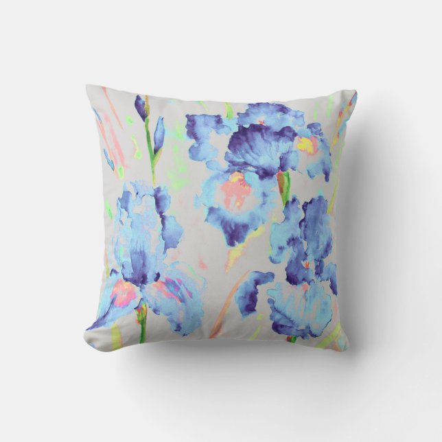 Cojín Decorativo Acuarela Azul Oscuro Iris Cushion (Anverso)