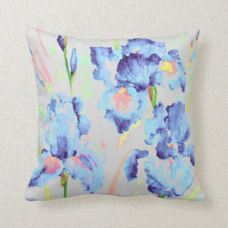 Cojín Decorativo Acuarela Azul Oscuro Iris Cushion